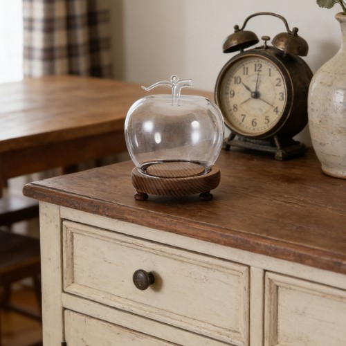 Glass dome cloche with - glass, brown